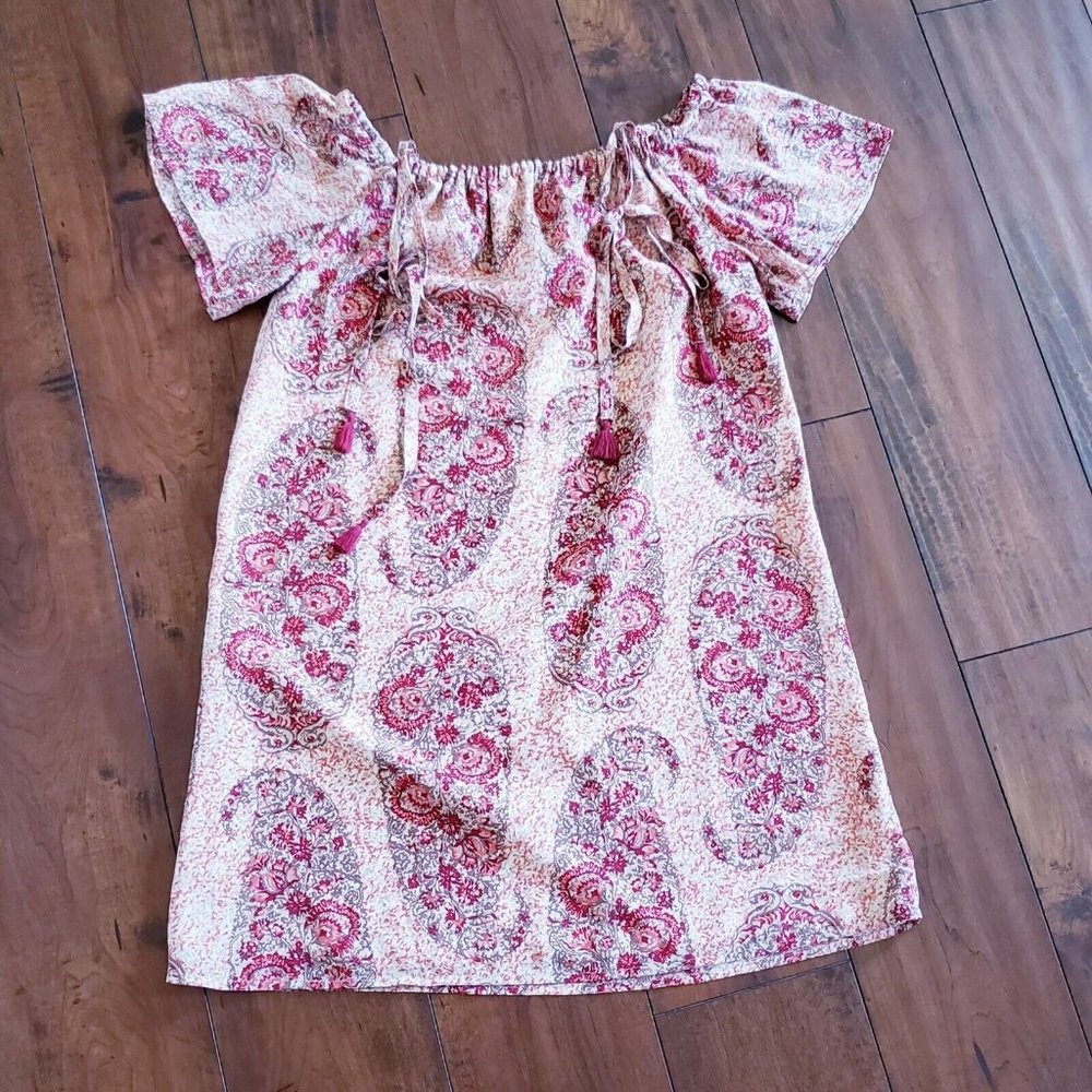 Madewell Silk Cold-Shoulder Women's Dress in Watercolor Paisley Print Size M - Picture 8 of 16